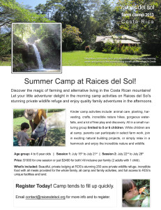 Flyer for our Summer camp this coming July.