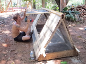 Vince working on the chicken arc for the new baby chicks!